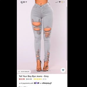 Fashion Nova Gray Tell Your Boy Bye Distressed Skinny Jeans